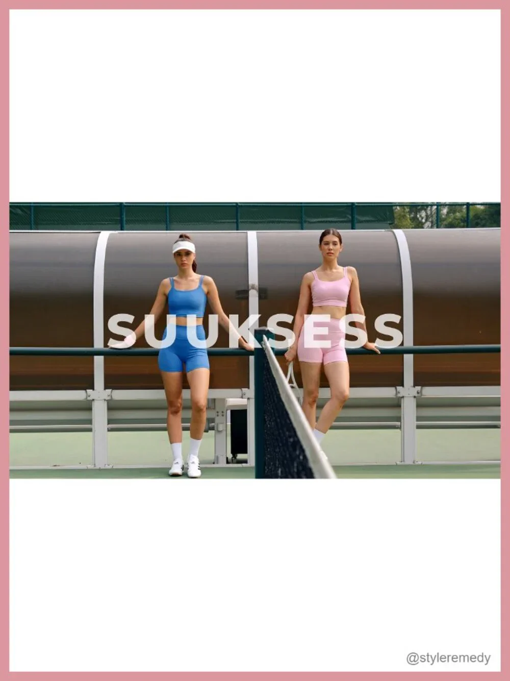 Twist Back Crop Tank & High Waisted Bike Short Set - Nylon Elastane